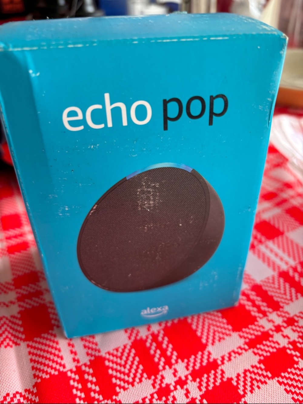Amazon Echo Pop Smart Speaker - Blue Packaging, Black Speaker Image - Picture 2 of 4